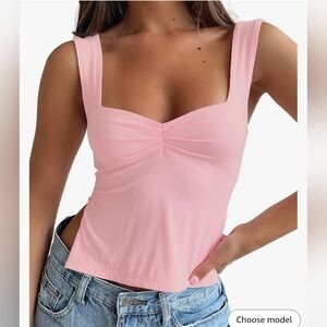 Anrabess Pink Crop Tank Top